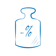 The image shows a stylised depiction of a set of scales with a percentage sign.