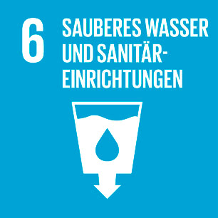 The image illustrates the target for clean water and sanitation as part of the Sustainable Development Goals.