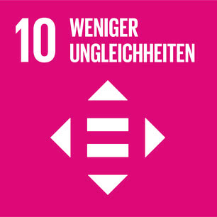 The image illustrates Goal 10 of the UN Sustainable Development Goals, which focuses on reducing inequalities.