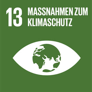 The image shows the icon for Goal 13 of the UN Sustainable Development Goals, which focuses on climate action.