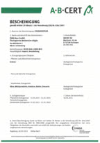 This certificate, issued by ABCERT AG to ÖMA Beer GmbH, confirms that our products meet strict organic standards. It details inspection dates and the period of validity, providing transparent evidence of our commitment to sustainable, artisanal cheese making in the Allgäu region.