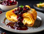 cheese pancakes with berries jam